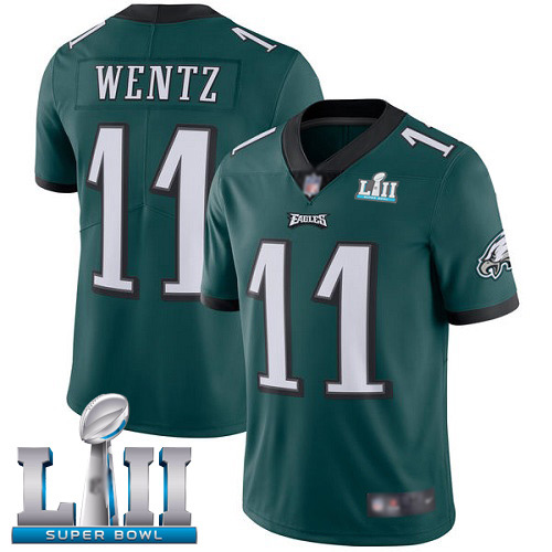 Men Philadelphia Eagles #11 Carson Wentz Midnight Green Team Color Vapor Untouchable NFL Jersey Limited